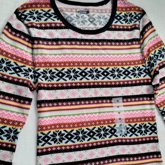 Old Navy Active Long Sleeve Striped Shirt Size M Medium Casual Boyfriend 007 - Picture 8 of 15